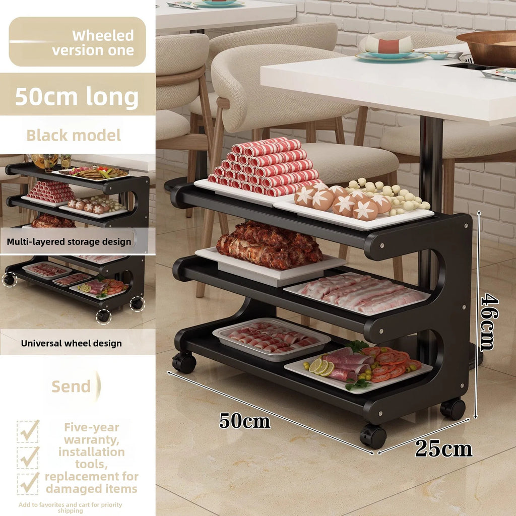 Household shelves Multifunctional kitchen preparation Multi-layer hot pot trolley Finishing shelves Storage racks Movable Oasis Select Pulley 3 layers 50