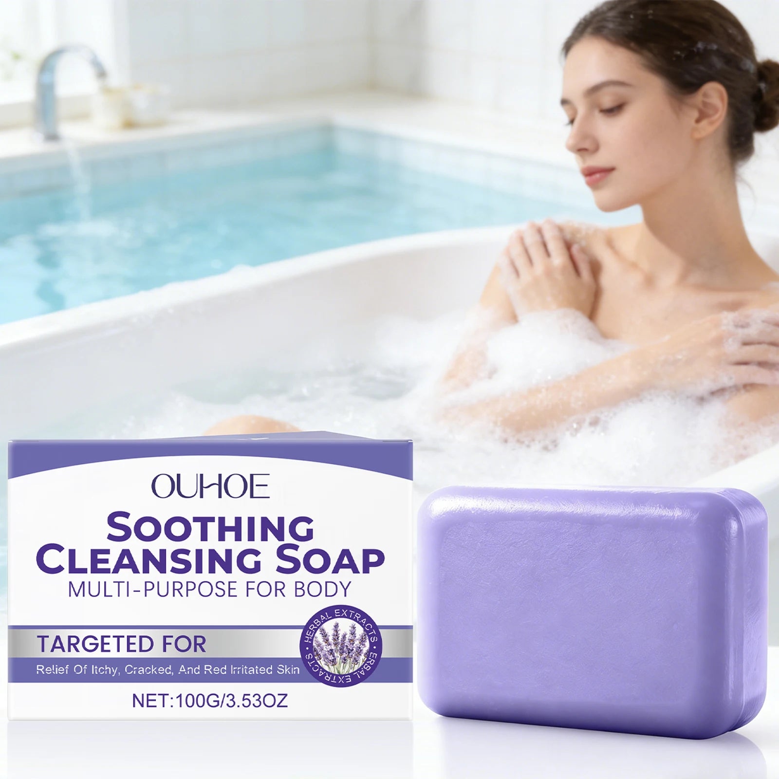 Lavender Cleaning Soap Oil Control and Itching Relief Long-Lasting Daily Soothing Hydration Bath Soap Body Odor Removal Care Oasis Select