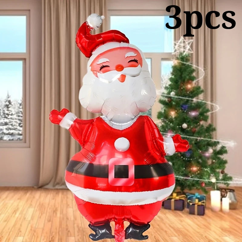 3pcs Merry Christmas Foil Balloon Navidad Home Decoration Santa Claus Snowman Decor Christmas Party Xmas New Years Supplies Gift Oasis Select 3pcs 47inch