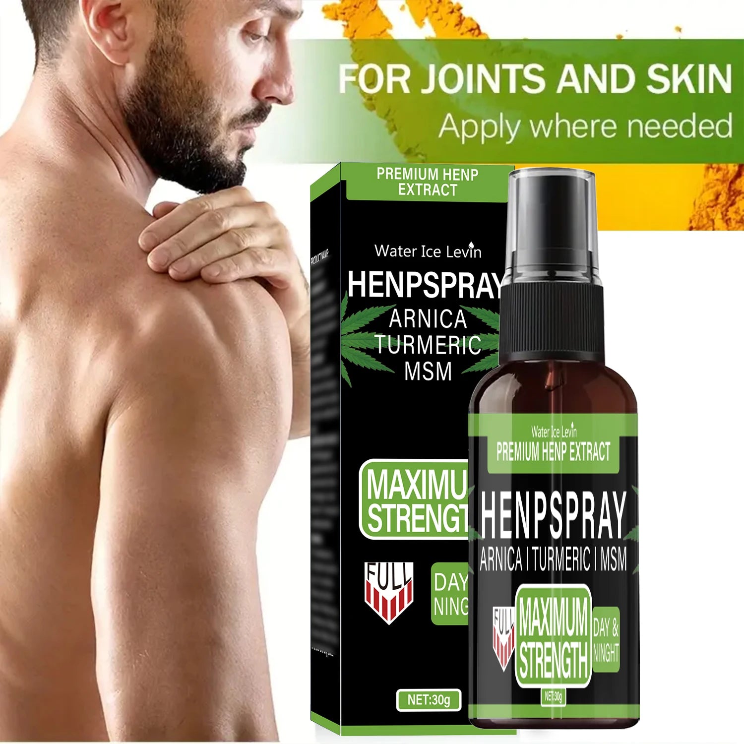 Premium Hemp Spray Extract with Arnica, Turmeric & MSM for Maximum Strength Day & Night Relief & Skin Care. Oasis Select