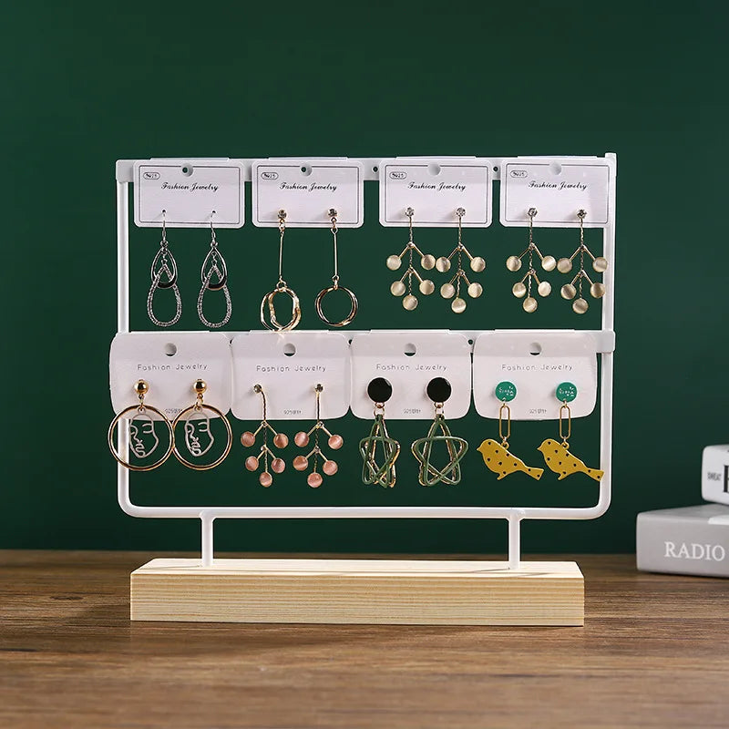 Solid Wood Iron Earring Holder Rack – Multi-Tier Jewelry Display