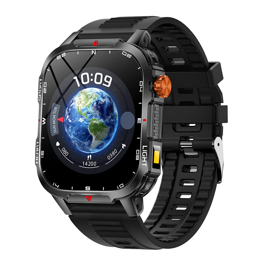 1100mAh Battery Outdoors LED Flashlight Smart Watch Men Compass BT Call Smartwatch Women Message Push Waterproof Health Monitor Oasis Select BKBKS