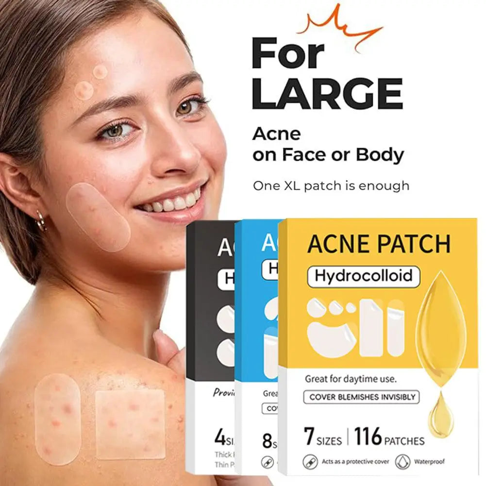 Large Pimple Patches for Face, Big Hydrocolloid Acne Patches for Body, Forehead, Chin, Zit Breakouts (Strip, Contoured, Dots) Oasis Select