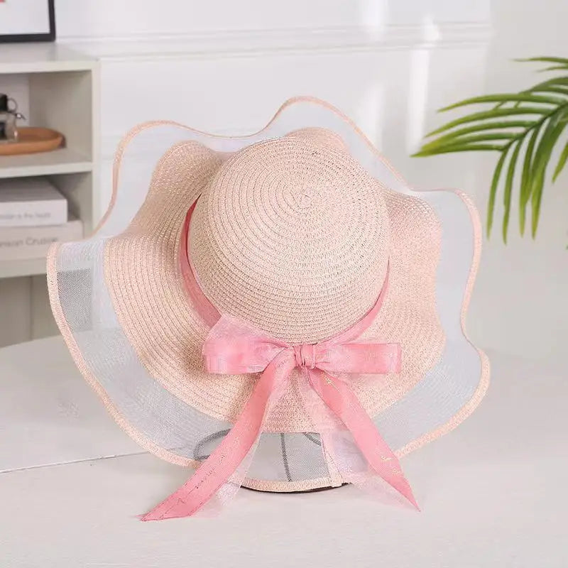 Summer Sun Hat Women Wide Brim UV Protection Fashion Sunshade Breathable Floppy Hat for Outdoor Travel Beach Oasis Select one size Pink