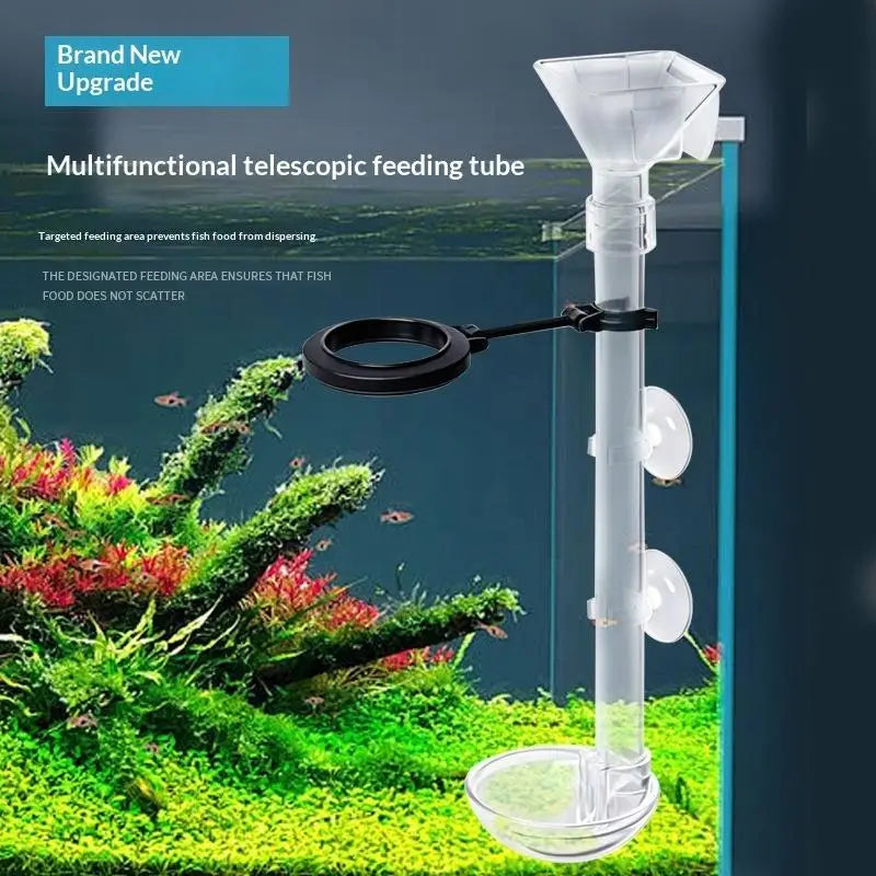 Telescopic Acrylic Aquarium Feeding Tube with Suction Cups