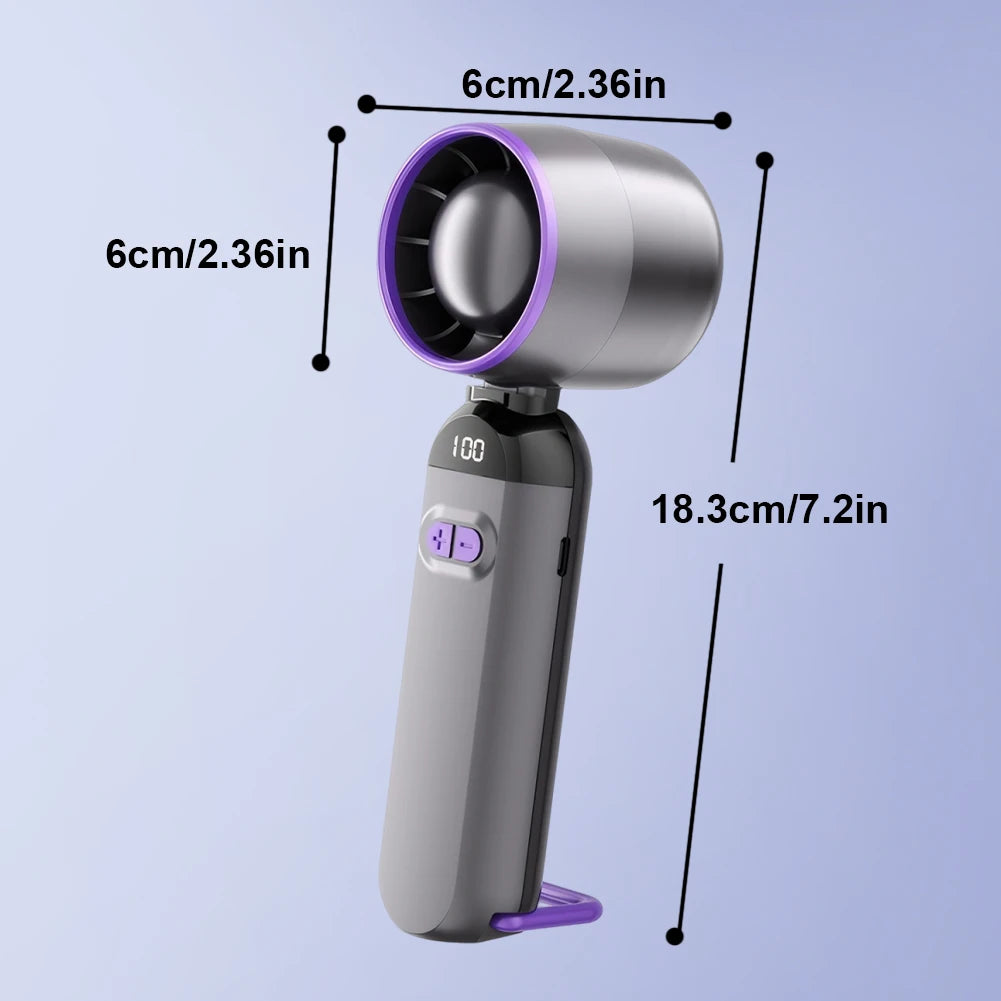 Handheld Turbo Fan USB Rechargeable Folding Fan | LED Display
