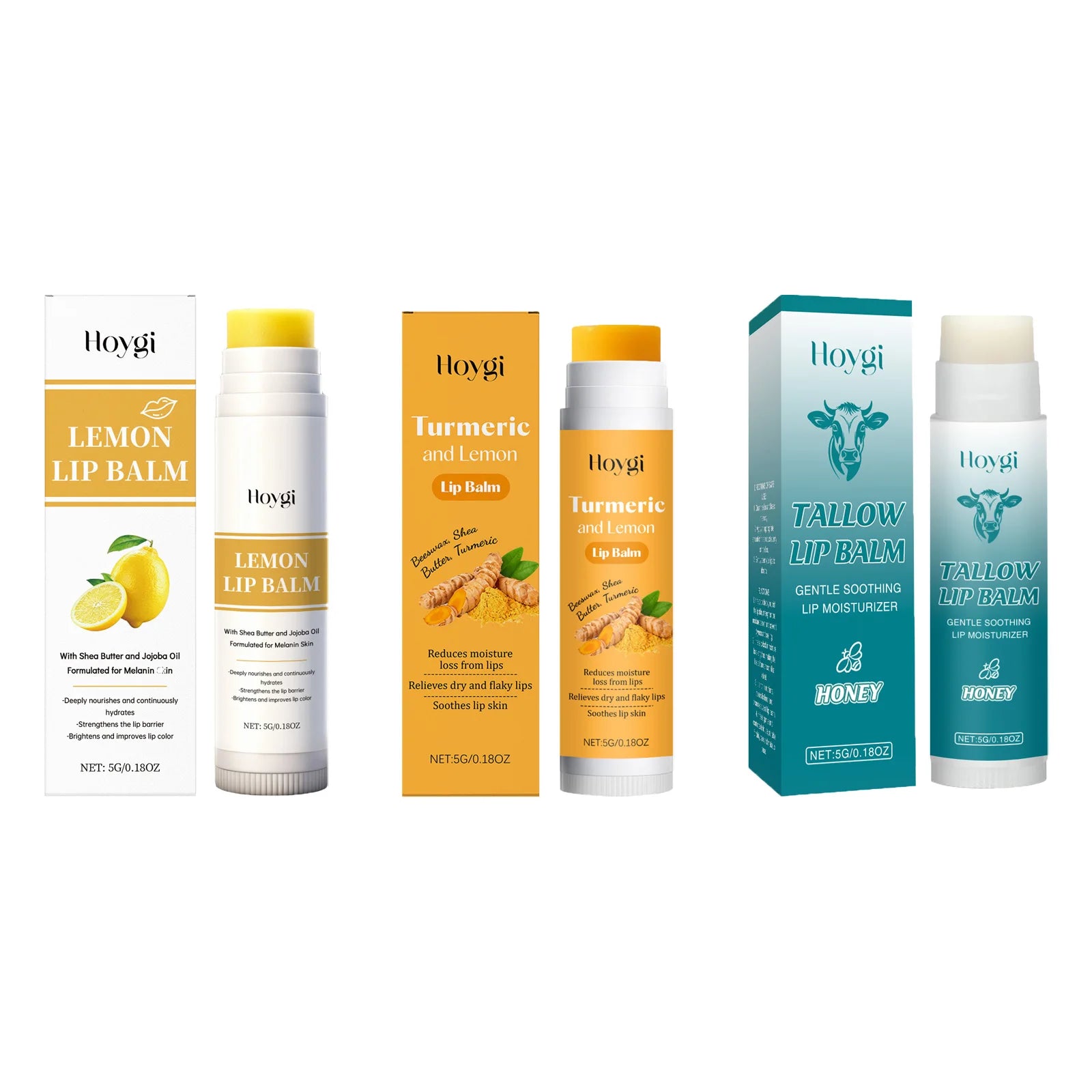 Hoygi Lip Balm – Lemon, Turmeric & Tallow for Chapped Lips Moisturizing Lip Balm Oasis Select