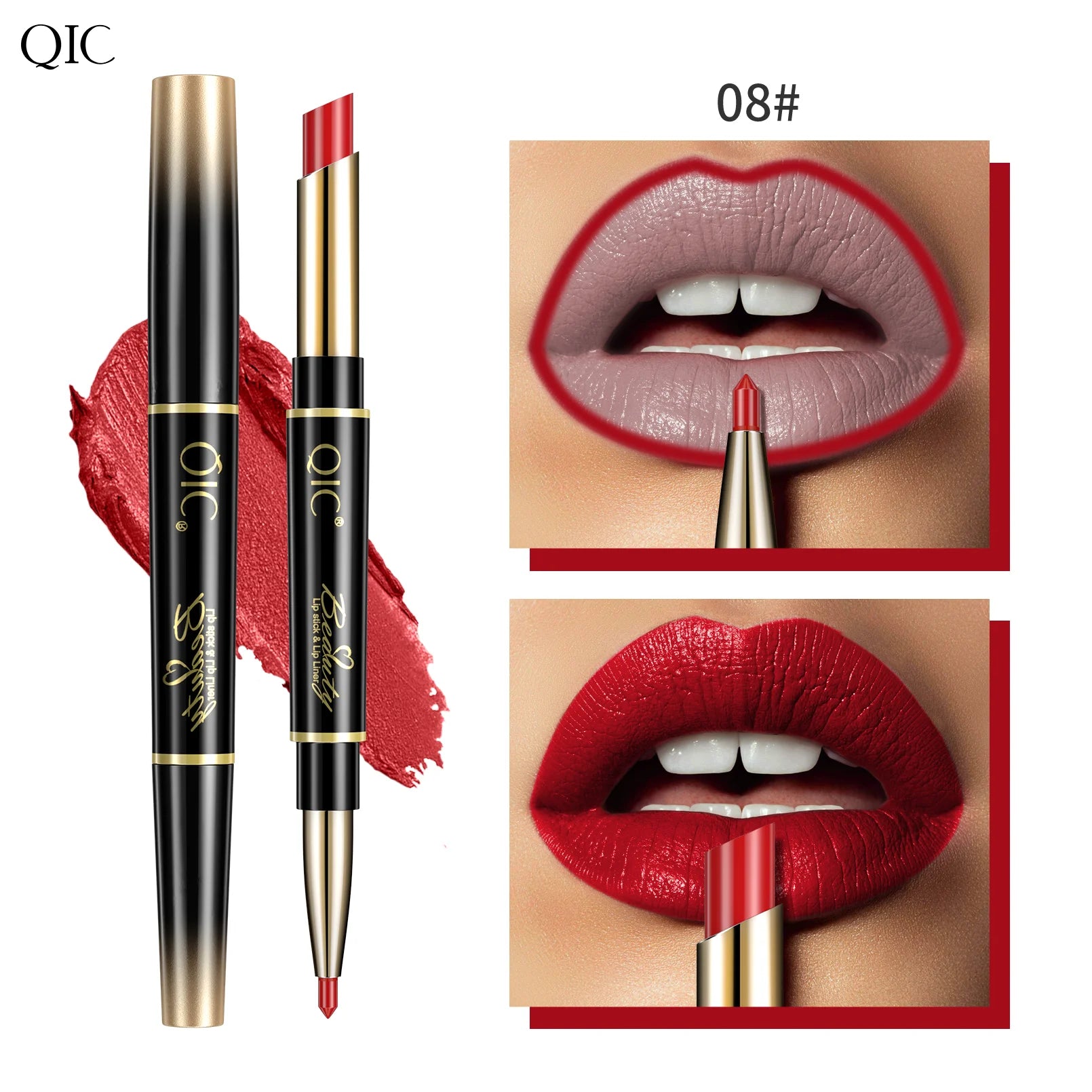 QIC Matte Velvet Lip Liner Pencil – Long-Lasting Contour