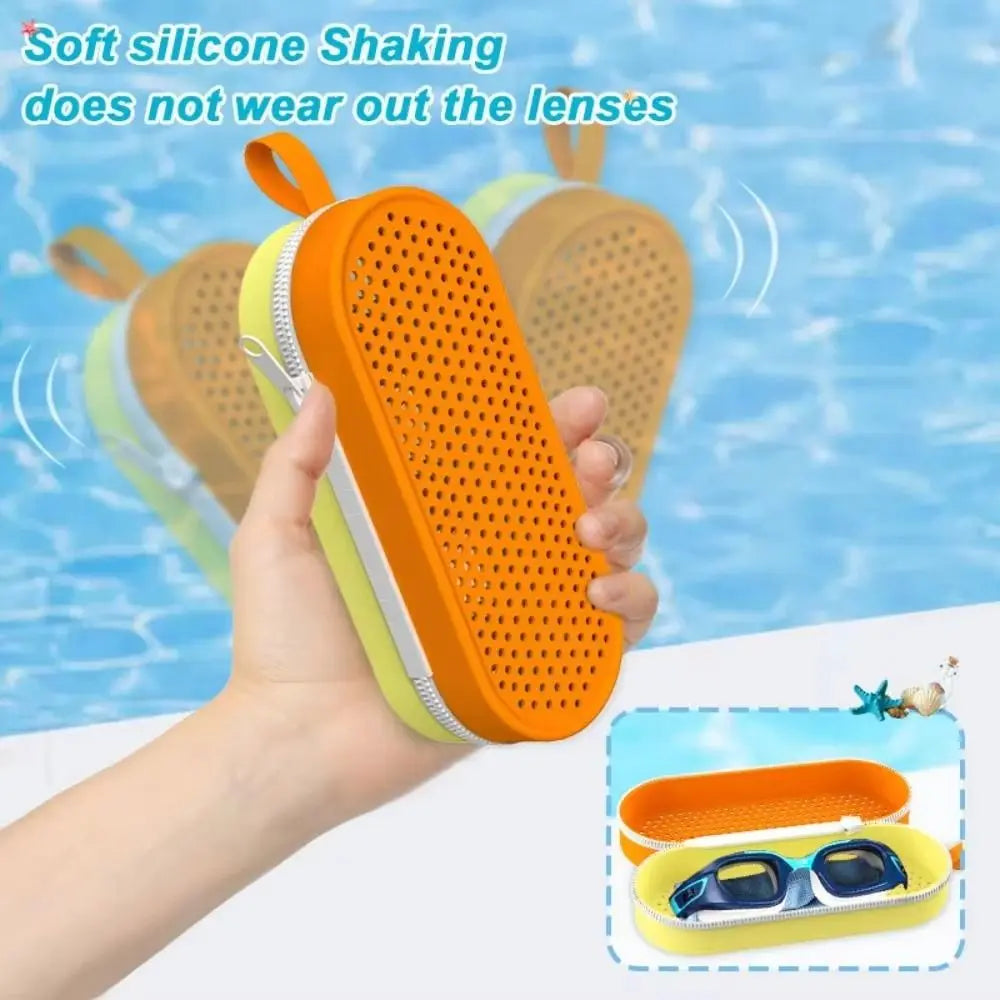 1Pcs Dual-Sided Zipper Swimming Goggles Storage Box Breathable Silicone Sun Glasses Protection Box Large Capacity Portable Oasis Select
