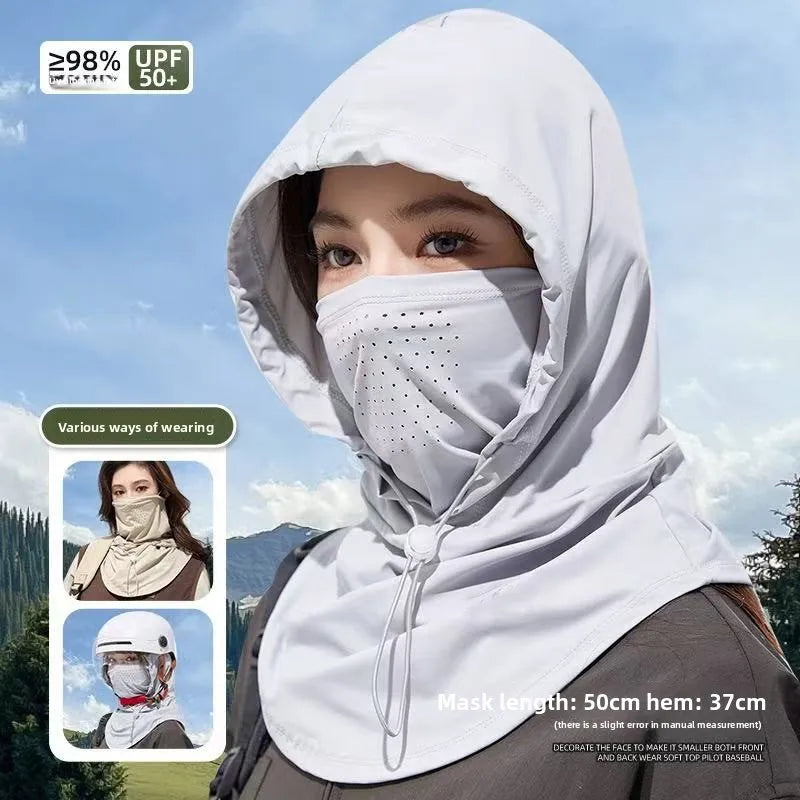 Sun Hat with Face Mask Neck Gaiter All in One for Women Summer Ice Silk Breathable UV Protection Cap for Driving Cycling Outdoor Oasis Select