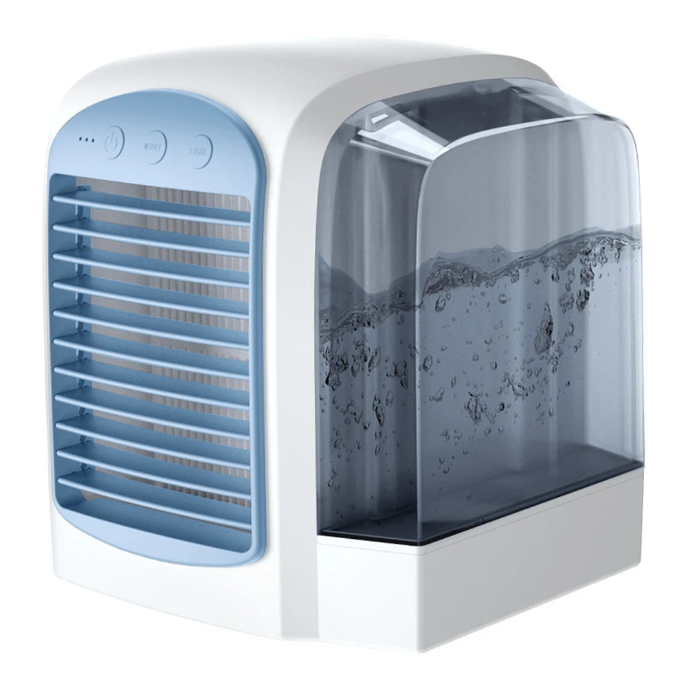 USB Air Conditioner 3 Gear Water-Cooled Air Cooling Machine Personal Portable Desktop Fan 380ml Tank Cooling Fan for Home Office Oasis Select Blue spain