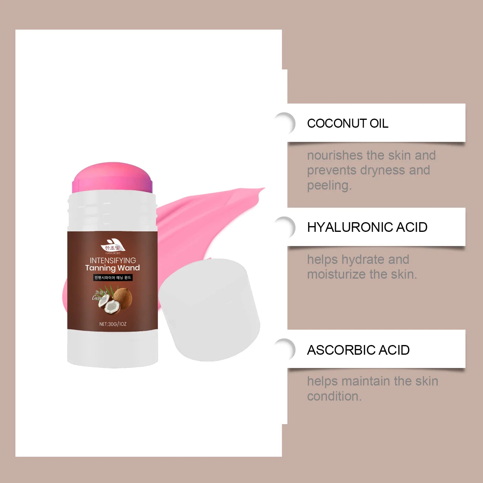 Coconut Self-Tanning Stick – Sun-Free Bronze Glow | 30g Self-Tanning Stick Oasis Select