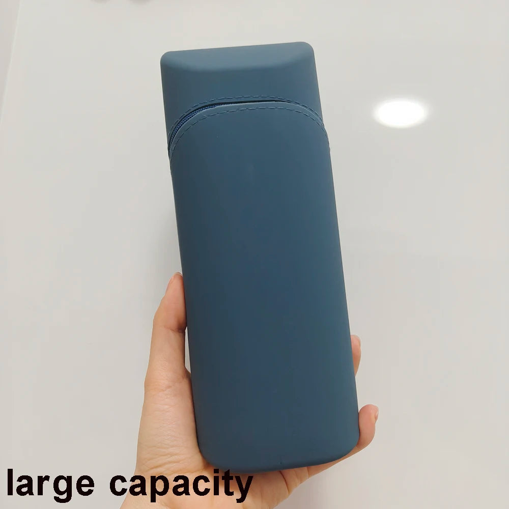 Expandable Silicone Pencil Case with 1pc Pen - Large Capacity Foldable Pen Box & Portable Desk Organizer Desk Accessories Oasis Select