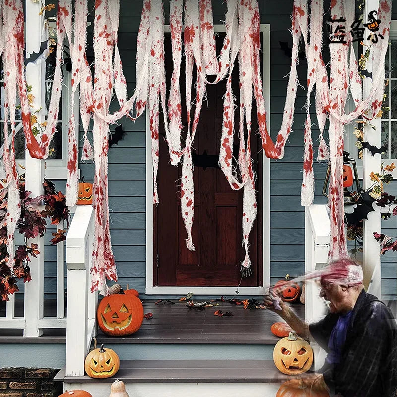 Halloween Blood-Stained Gauze & Warning Tape Decoration Set