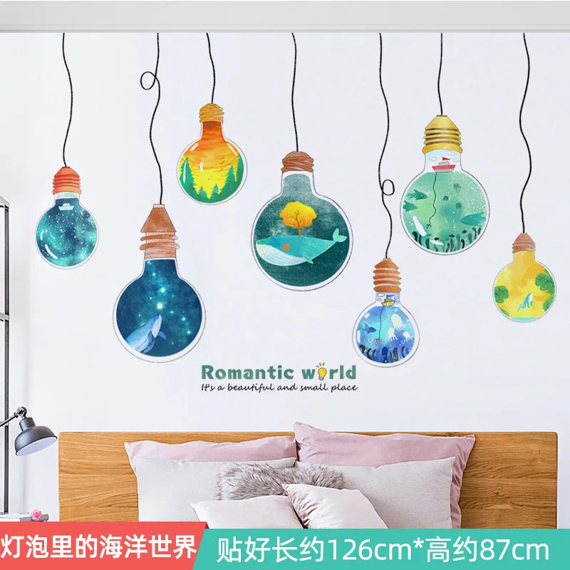 Ink Smudge Light Blue Mountain Background Wall Decoration Stickers Bedroom Bedside Chinese Artistic Conception Wall Stickers Oasis Select 24