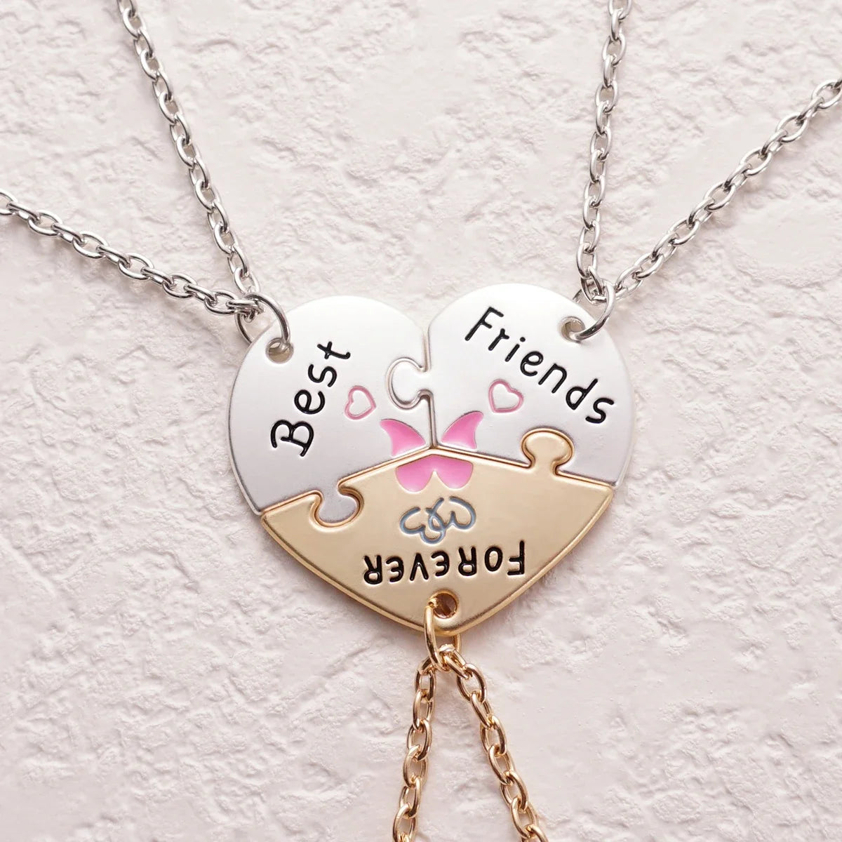 3 Pcs/set Best Friends Forever Heart Pendant Necklace For Women Adjustable Love Broken Heart BFF Choker Party Jewelry Accessorie Oasis Select