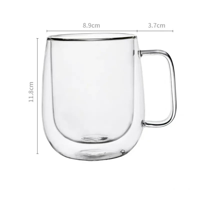 Double Wall Transparent Glass Coffee Cup Heat Resistant High Borosilicate for Bar Tea Milk Juice Water Espresso Shot Glass Oasis Select 350ml 301-400ml