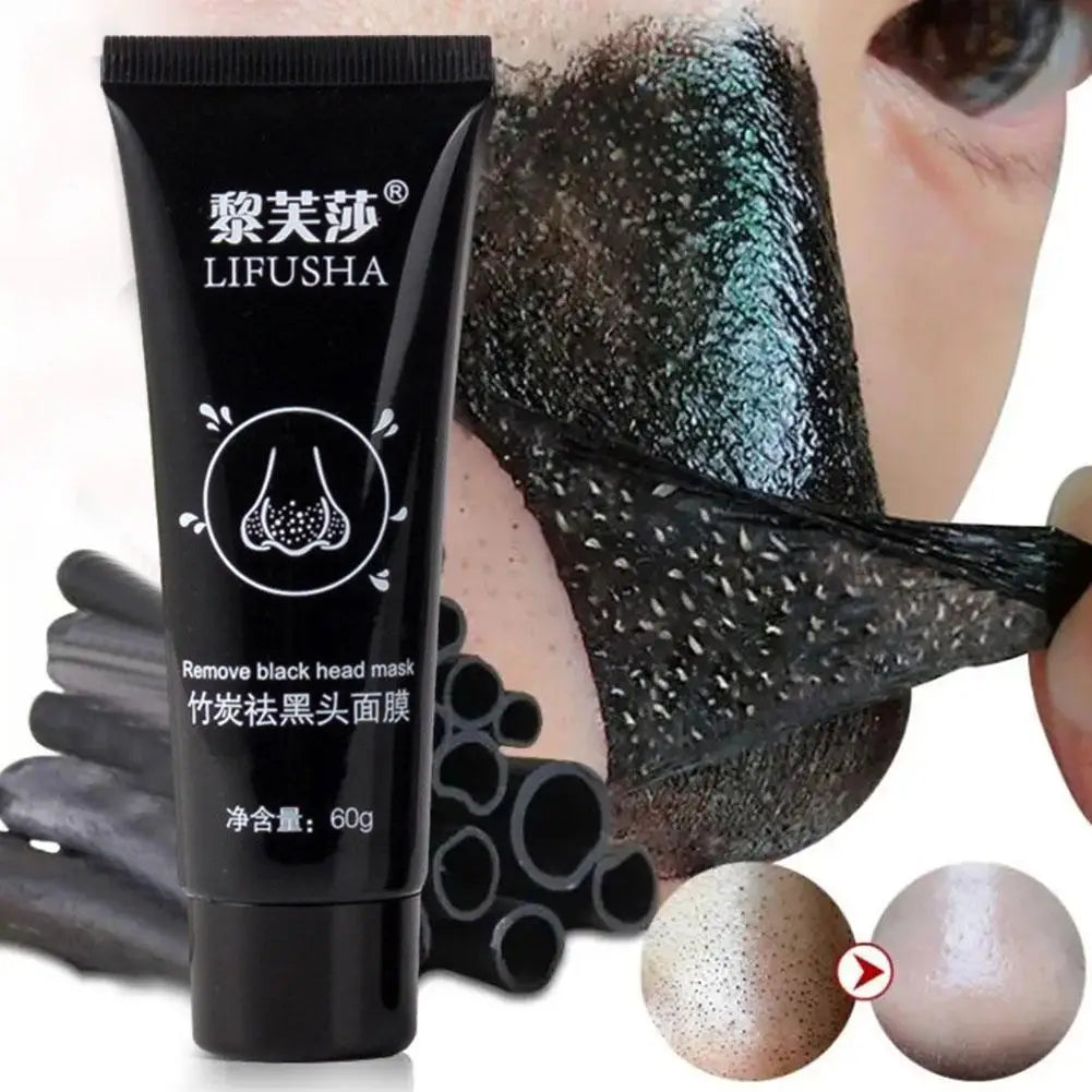60g Bamboo Carbon Black Mud Facial Mask Active Carbon Deep Cleansing Purifying Remove Blackhead Strawberry Nose Remover Oasis Select