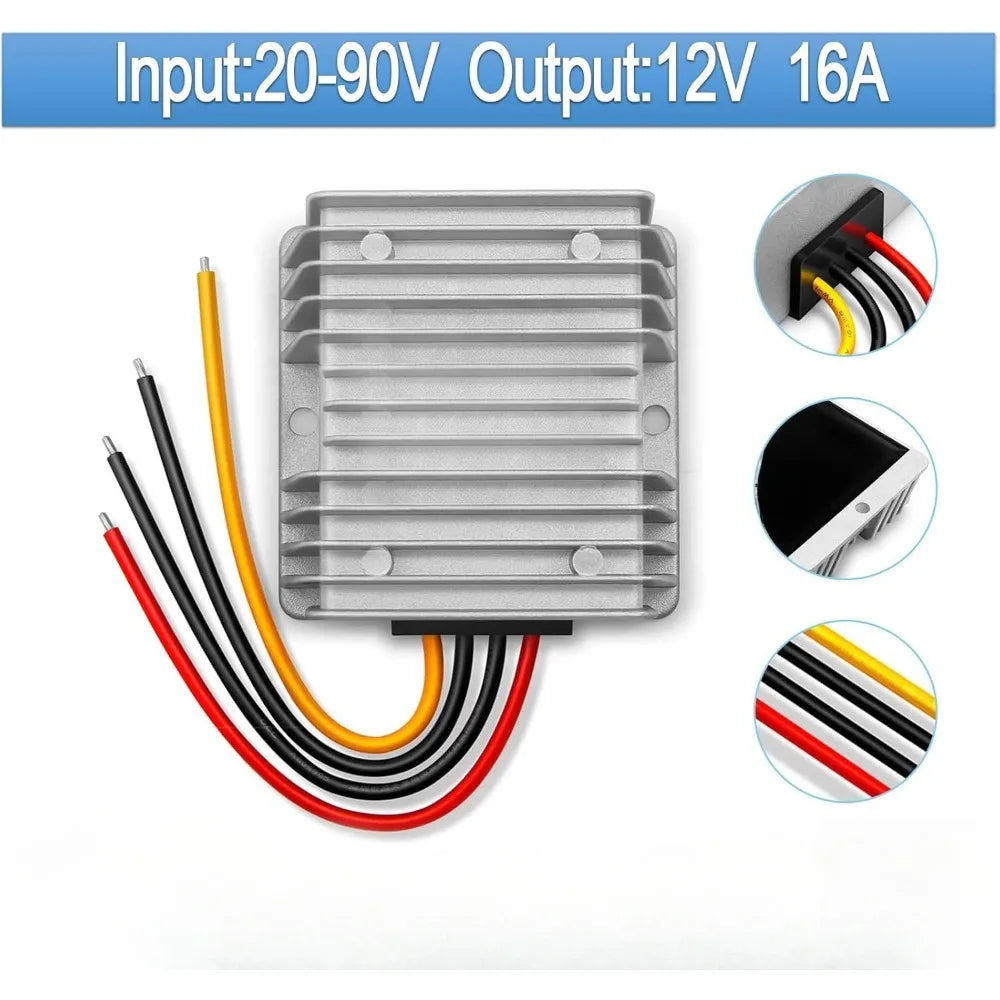 DC DC Converter Reducer 20-90v 24v 36v 48v 60v 72v to 12v DC Converter Step Down Buck Voltage Regulator for Golf Cart Car Device Oasis Select