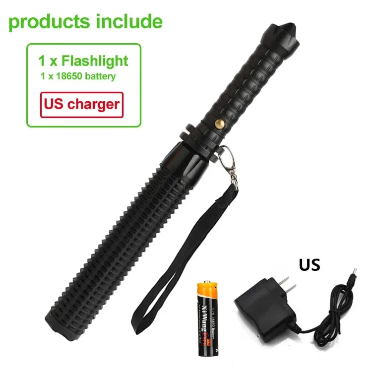 KDULIT Wolf Tooth Stick Flashlight Strong Light Charging Outdoor Super Bright Multi Functional Telescopic Self Defense Window Oasis Select US with Battery 1