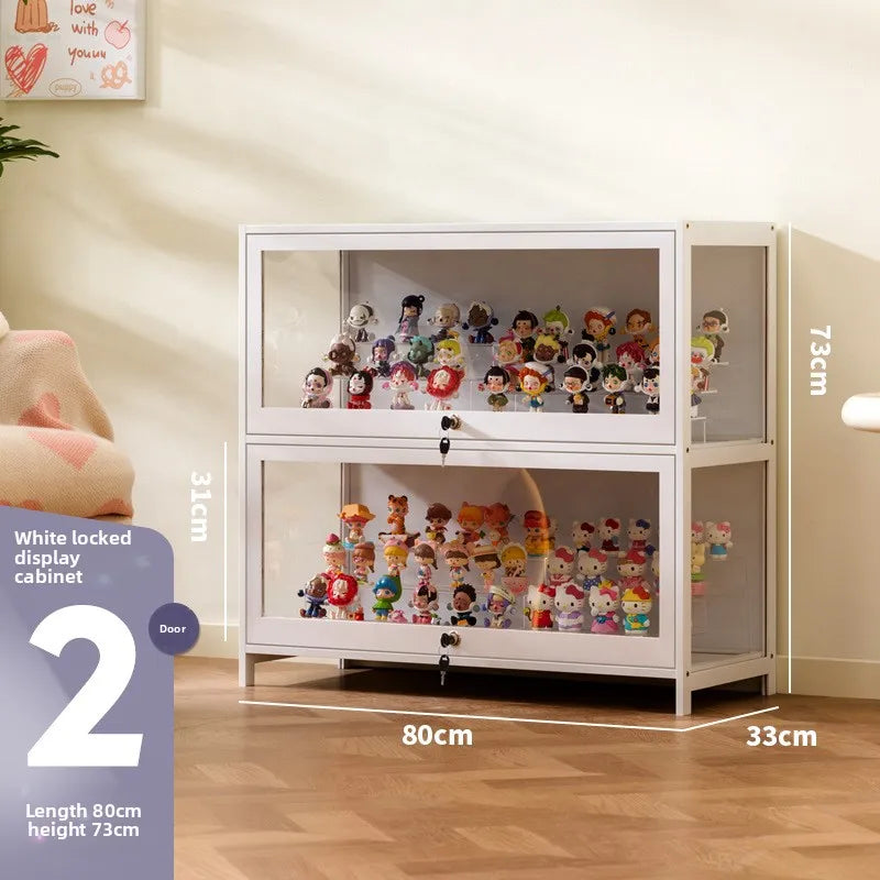Figure Cabinet Transparent Lego Display Cabinet with Lock Household Blind Box Ornament Accessories Millet Storage Secondary Oasis Select Two doors 80 long