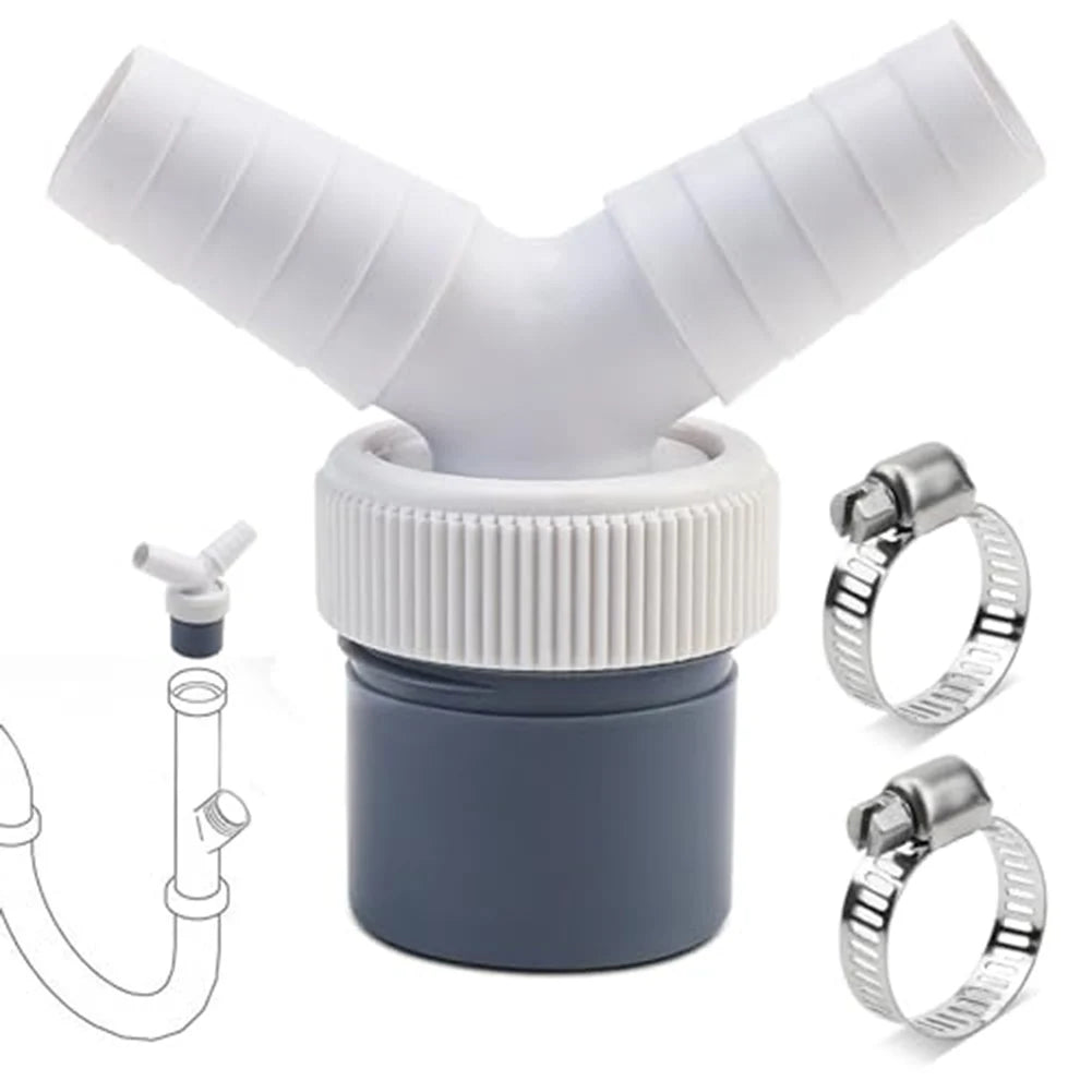 Dishwasher Washing Machine Drain Adapter Double Connection Y 1 1/4 Inch 40Mm Y-type Fork Drain Extension Hose Connector Oasis Select