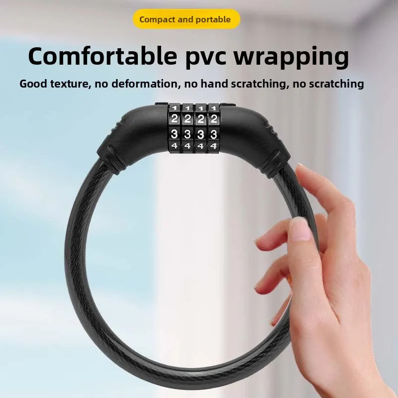 4 Digital Code Bicycle Cable Lock Anti-theft Alloy Steel MTB Road Bike Cable Code Combination Password Lock Security Padlock Oasis Select