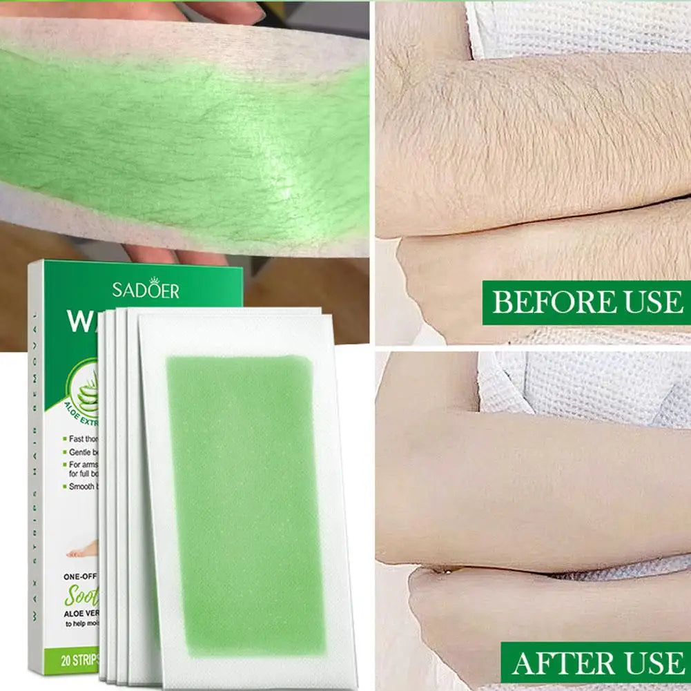 20PCS/Box Body Wax Strips Painless Hair Removal For Women At Home Depilatory Wax Strips Paper For Face Neck Arm Leg Body Beauty Oasis Select