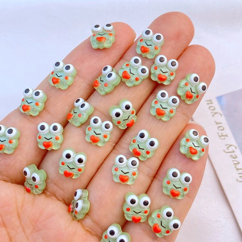 50Pcs New Cute Resin 7*8mm Mini Little Frog Series Flat Back Manicure Parts Embellishments For Hair Bows Accessories Oasis Select