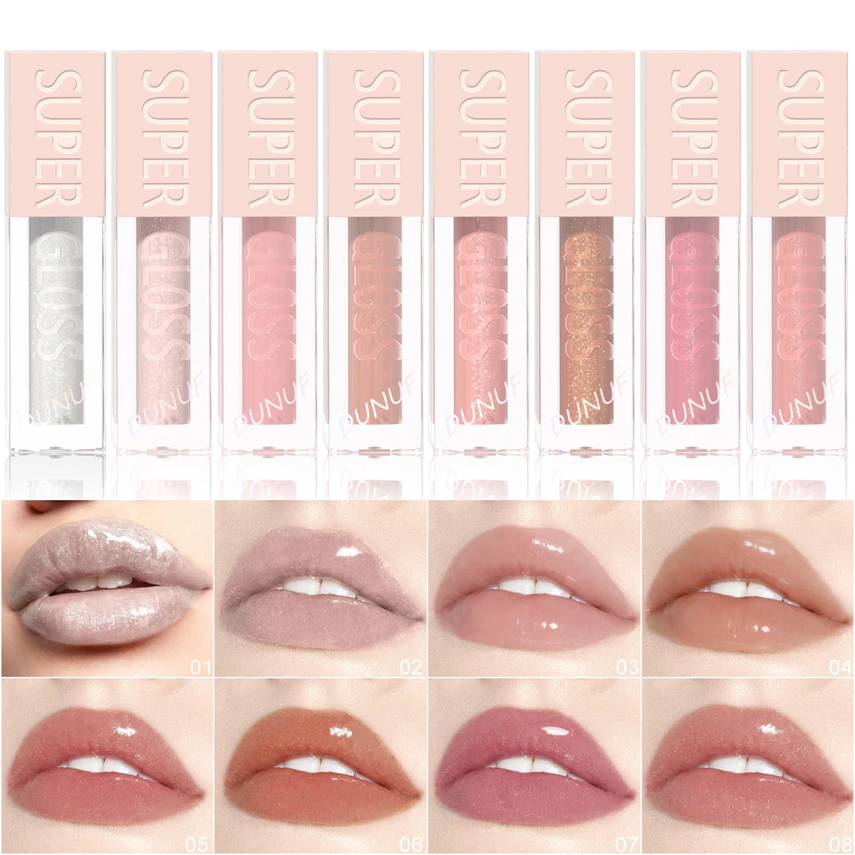 High-shine Lip Gloss Set Shimmer Pearlescent Lipstick Easy to Color Waterproof Sweat-proof Non-stick to Cup Non-fading Oasis Select DUSUSS