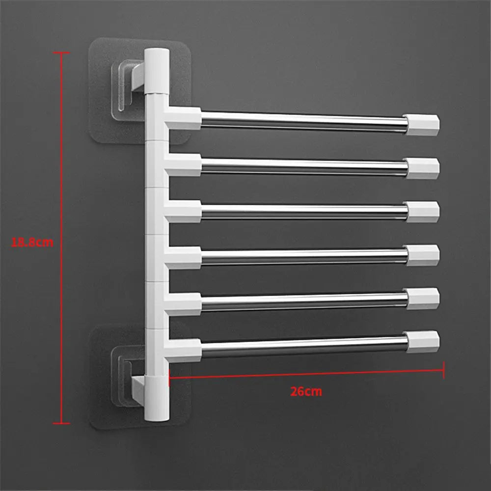 1Pc Silver Aluminum Swing Arms Towel Rack Save Space 2-8-Bar Towel Hanger Wall Mounted Bracket Hanging Holder Bathroom Tool Oasis Select 6 Bar