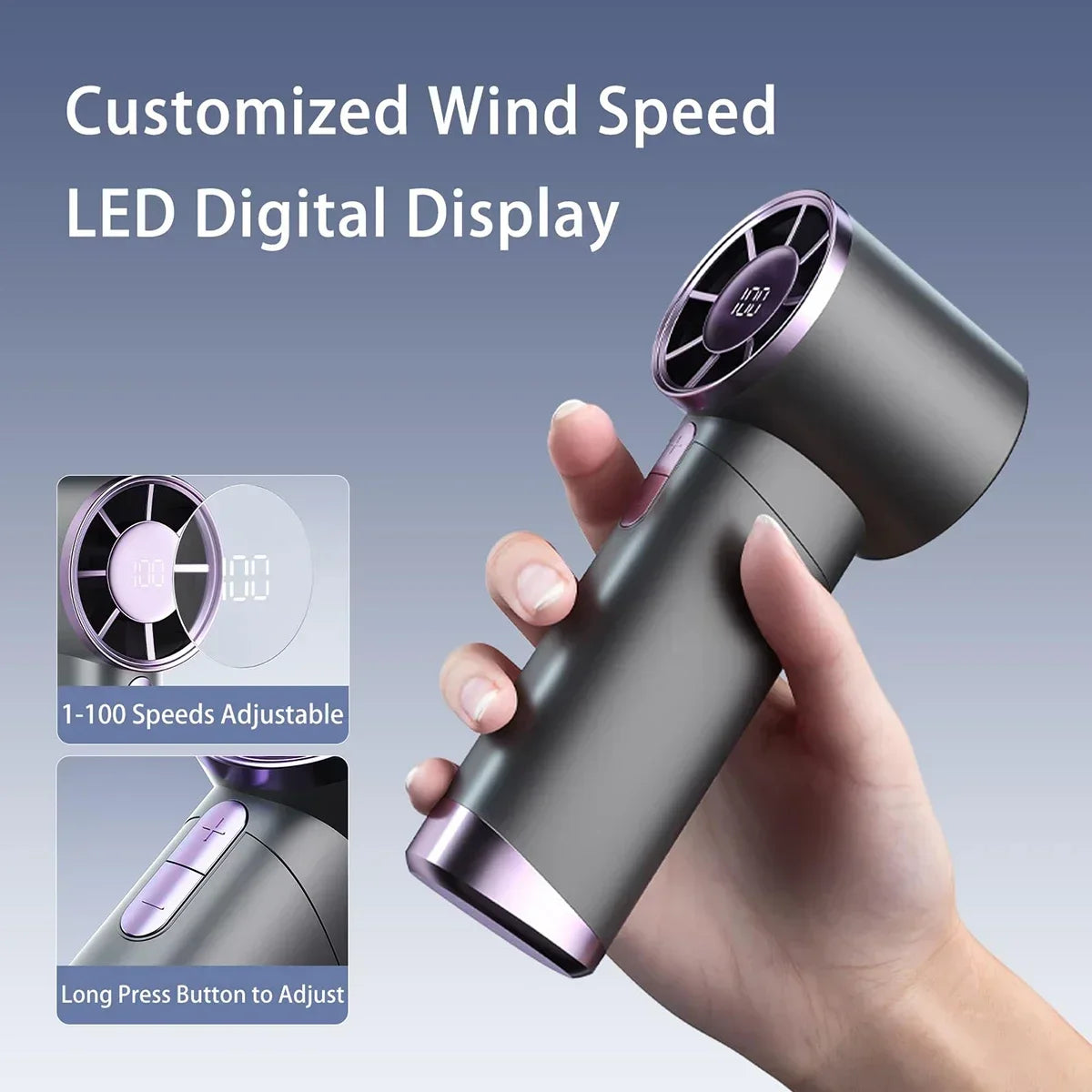 KDULIT Mini Handheld Fan – 100 Speeds, USB-C Rechargeable