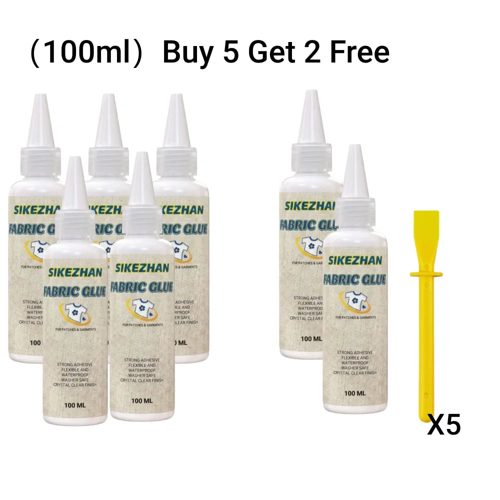 Strong Fabric Glue Washable Liquid Stitch Permanent Textile Adhesive For Clothing Denim Leather Patch Repair Flexible Sewing Kit Oasis Select 100mlX5