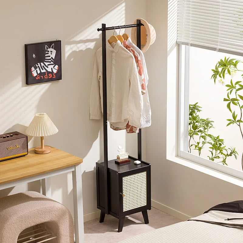 Hanger Floor to ceiling Bedroom bedside table Household dirty basket Shelf Solid wood hanger Multifunctional bedside coat rack Oasis Select