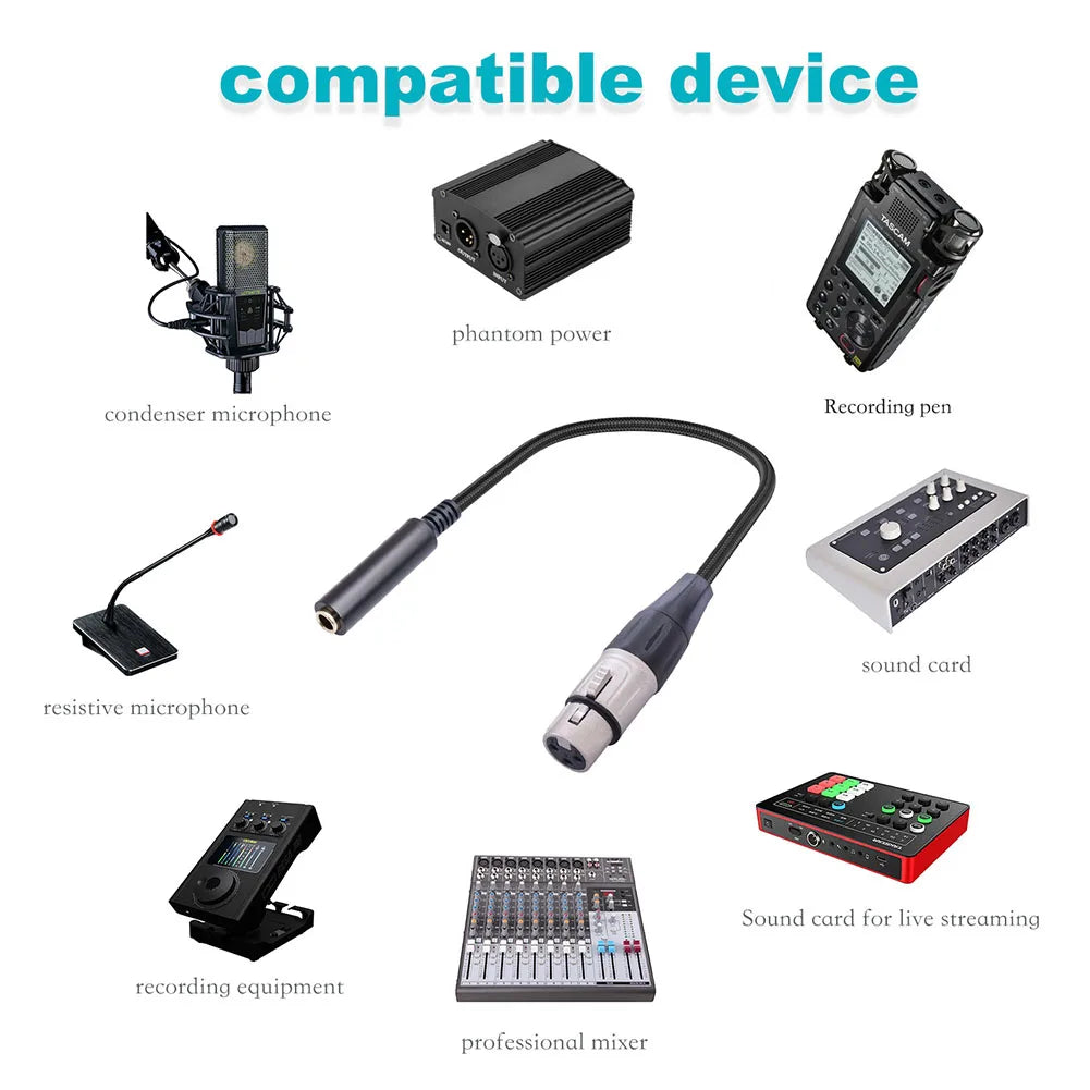 High Grade XLR to 1/4 Inch Female Cable Professional Audio Adapter 3 Pin XLR Female to 1/4 TRS Female Converter Oasis Select