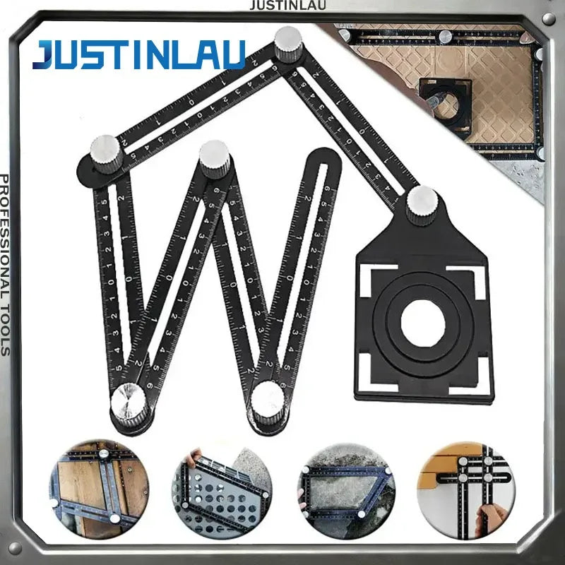 Multi Functional Aluminum Alloy Folding Ruler Tile Universal Opening Positioning Tile Woodworking Hardware Tool Measuring Ruler Oasis Select