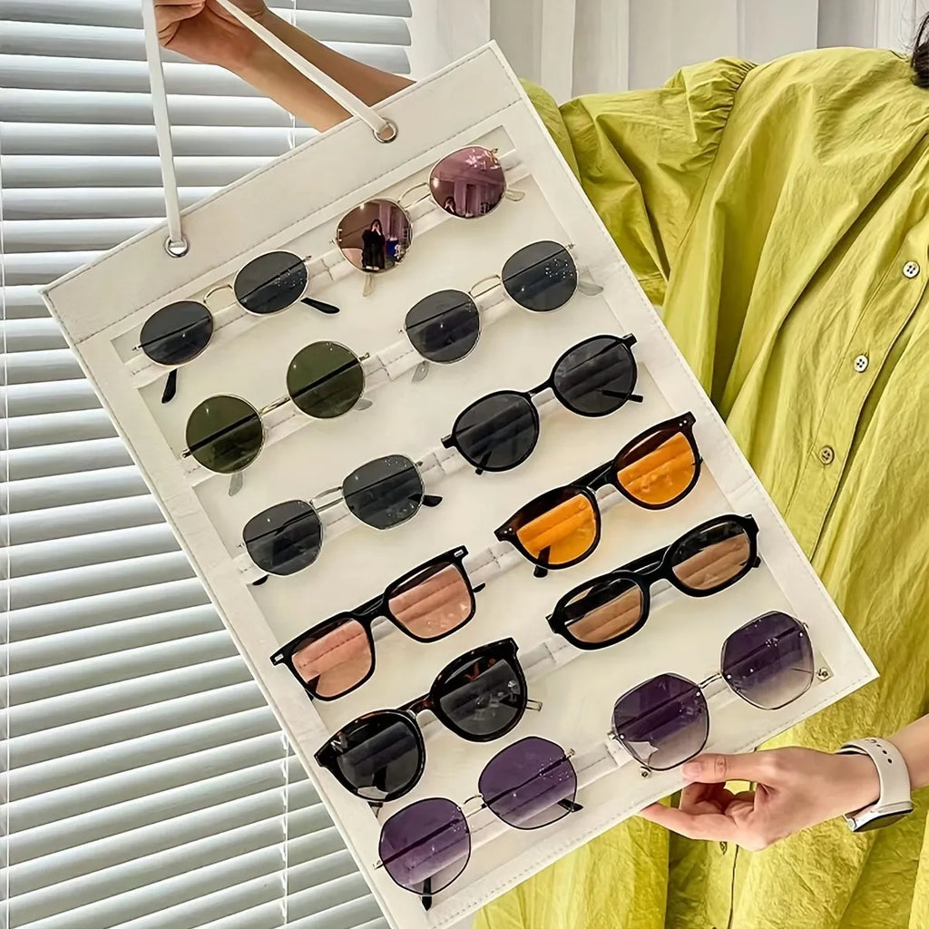 1pc,Rice white glasses storage bag, sunglasses storage bag, sun visor display rack, scratch resistant mirror surface Oasis Select