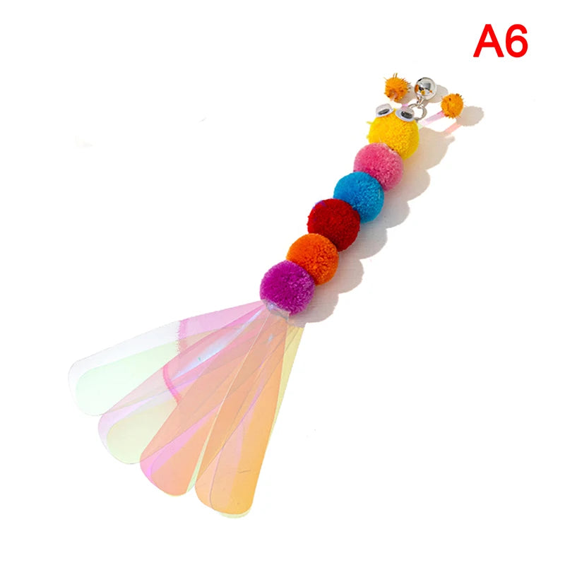 Three-section Telescopic Fishing Pole Wand Cat Teaser Wands Kitten Funny Catcher Teaser Stick Rod Interactive Stick Teaser Toys Oasis Select A6
