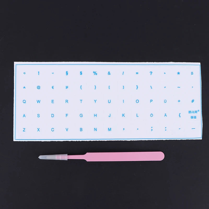 German Tear-Off Film Keyboard Sticker With Tweezers Desktop Laptop Key Sticker Single Film Universal Transparent Sticker Oasis Select Blue