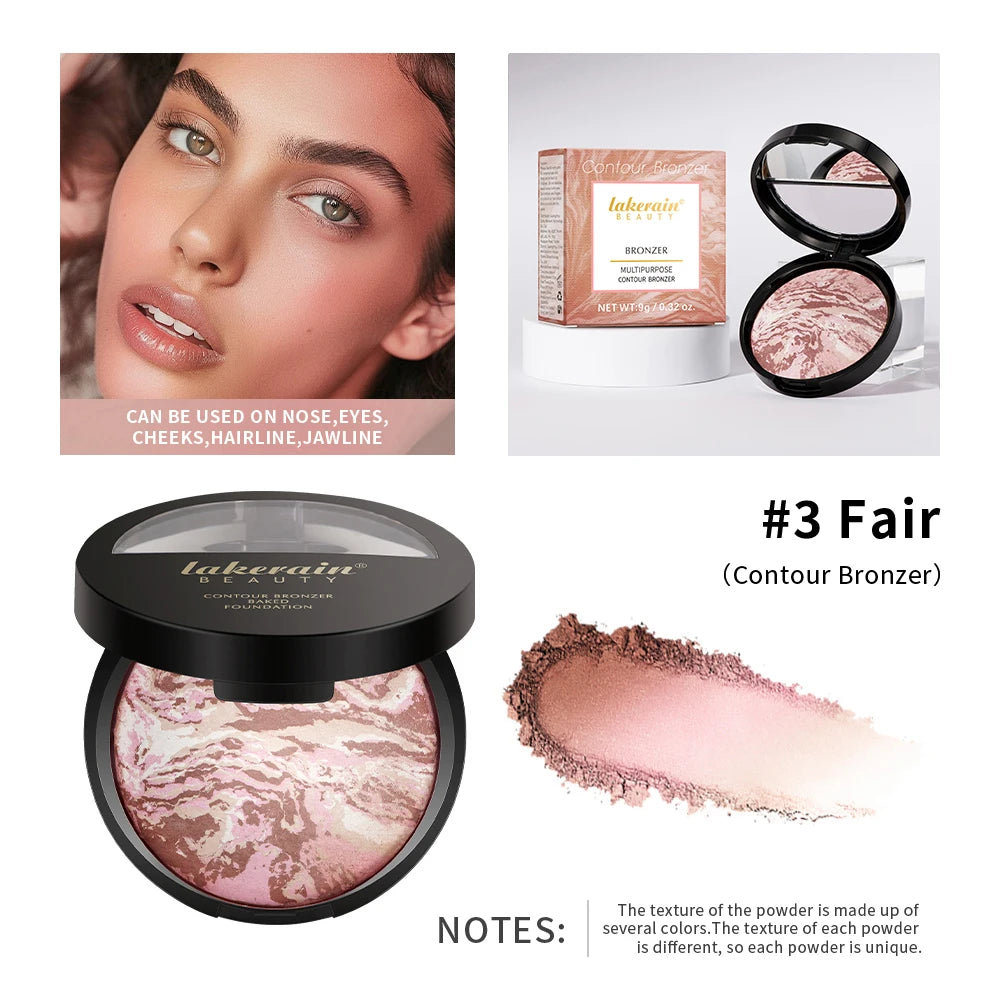Demi Matte Natural Finish Baked Brighten Color Correcting Powder Foundation Buildable Light to Coverage Oil Control Makeup Oasis Select color 3