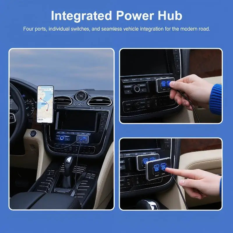 4-Port 12V RV USB Outlet 78W Dual PD Type-C & QC 3.0 Panel Wall Mount With Switch Quick Charge Adapter For Marine Bus ATV Truck Oasis Select