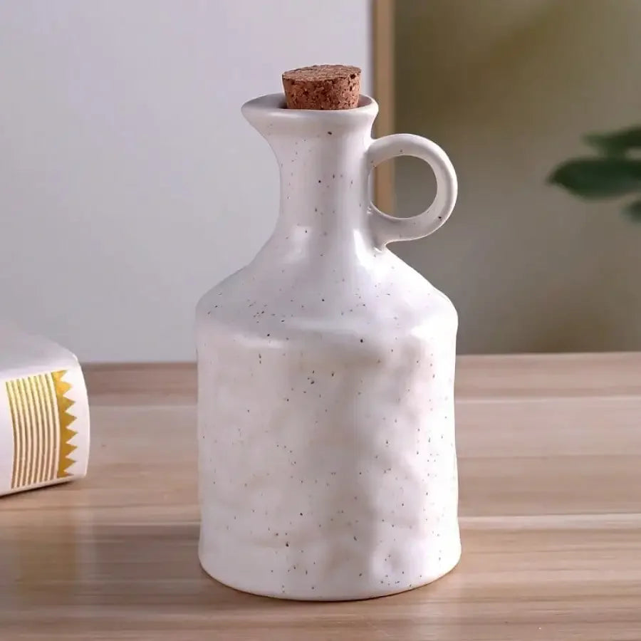 Handmade 400ml Ceramic Oil Bottle Kitchen Seasoning Storage Jar Creative Household Soy Sauce Pot Vinegar Pot Kitchen Accessories Oasis Select White
