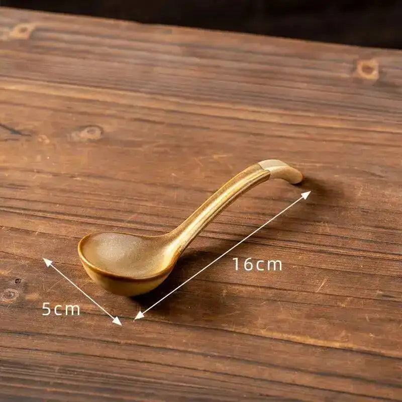 Japanese Handmade Coarse Pottery Soup Spoon Tablespoon Spoon Eating Spoon Ceramic Spoon Bowl Spoon Kitchen Tablewear Oasis Select Turns Silver-brown