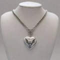 Fashion New Silver Color Heart Pendant Necklace Stainless Steel Retro Simple Personality Punk Style Men and Women Accessories Oasis Select YA4611-1