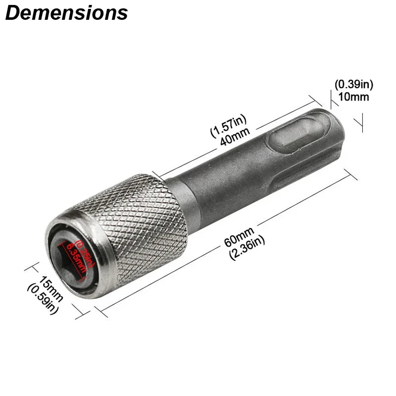 SDS Plus Convert To 1/4 Hex Shank Adapter Hexagonal Converter Electric Hammer Power Screwdriver Bit Holder Socket Impact Driver Oasis Select