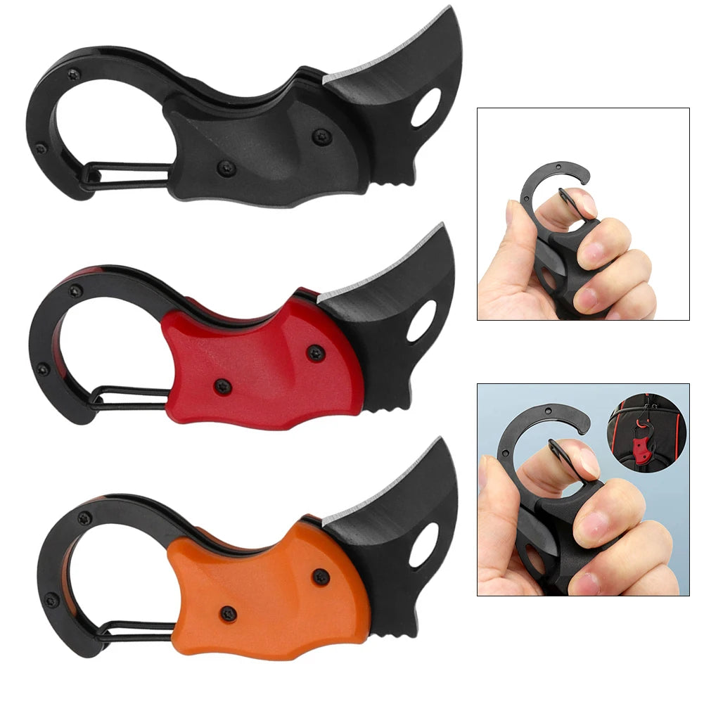 Mini Folding Cutter Carabiner Small Pocket Fox Self-Defense Folding Claw Knifes Carry Courier Keychain Open Box For Outdoor Tool Oasis Select