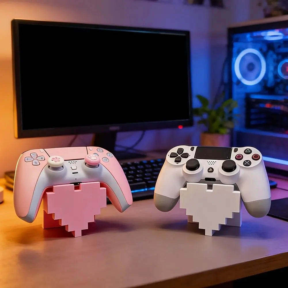 3D Printed Heart Controller Holder Stable Base Game Accessory Stand Desktop Display Rack Decor Storage Organizer for Gamers Gift Oasis Select