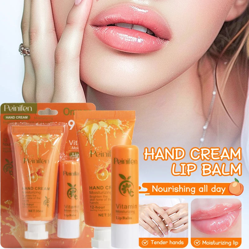 Peinifen Hand Cream & Color-Changing Lip Balm Set – Vitamin E Hand & Lip Care Set Oasis Select