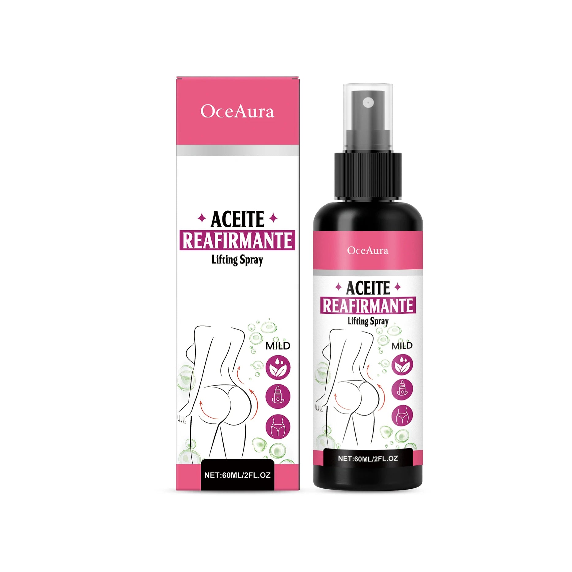 Firming Buttocks Skin Care Spray Enhance Buttock Contours Gently Massage Fuller Smooth, Moisturized Soft Refreshing Skin Care Oasis Select 60ml boxed
