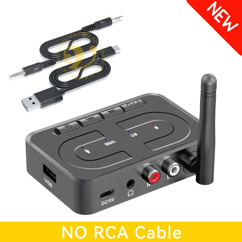 VAORLO Bluetooth 6.0 Audio Receiver 3.5mm AUX RCA With Mic HIFI Stereo Wireless Adapter Support USB U-Disk For Car Speaker Amp Oasis Select (New)NO RCA Cable